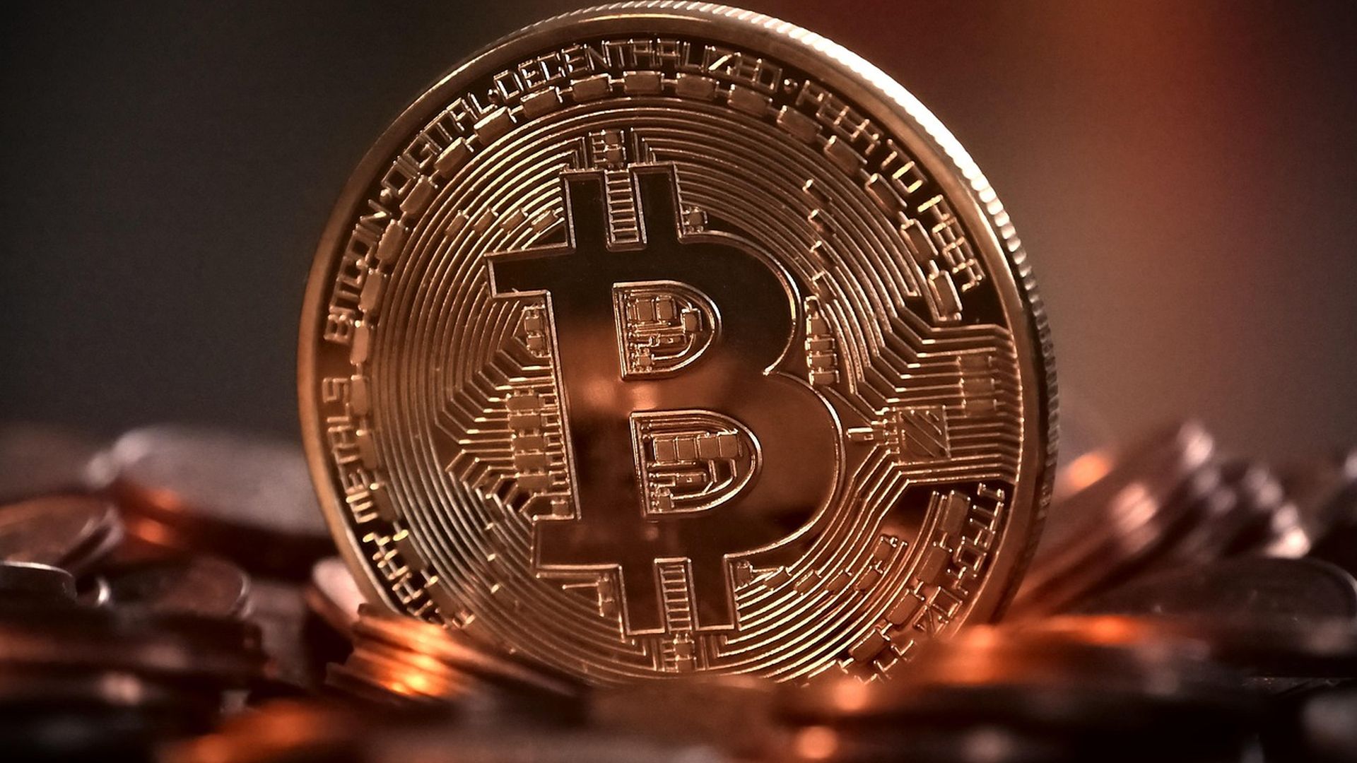 Bitcoin coin close up